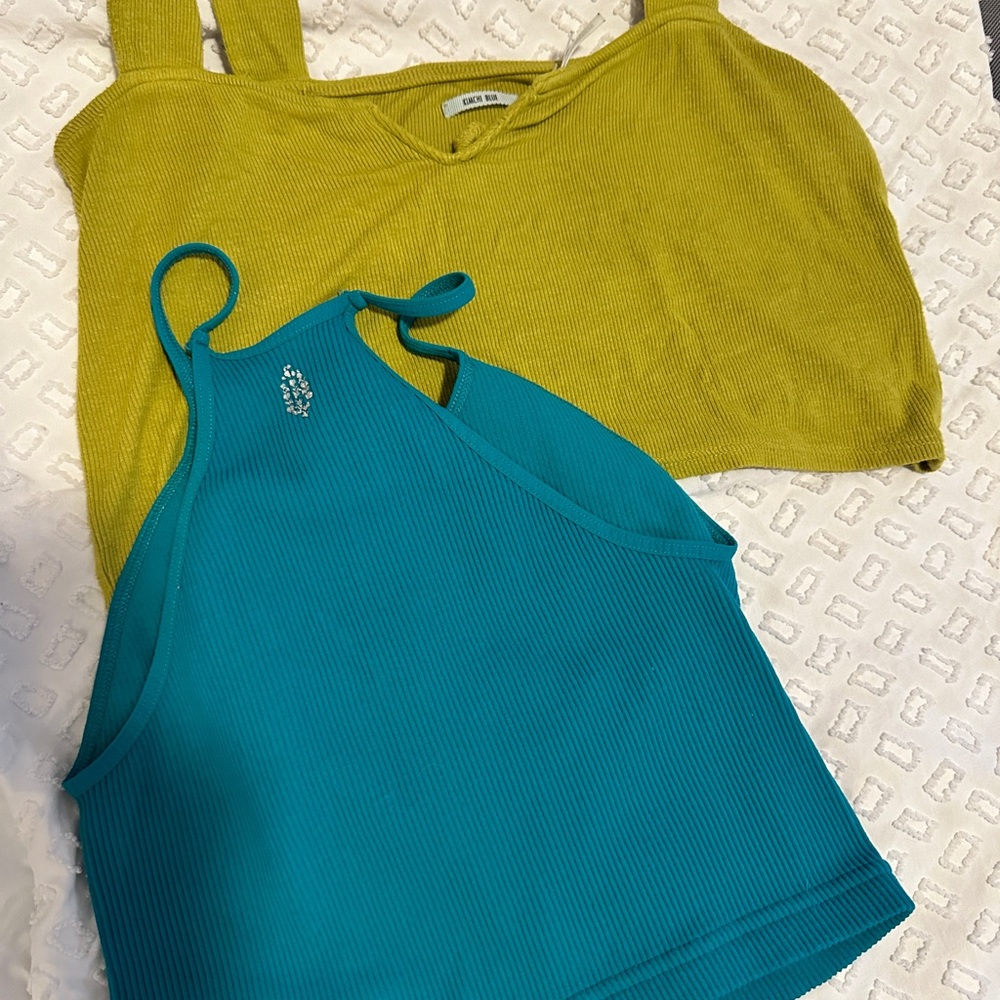 🖤❣️ Bundle FP Movement & UO Cropped Tank Tops Large Blue Teal Chartreuse Green